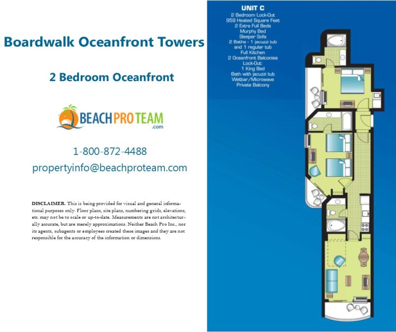 Boardwalk Oceanfront Tower Floor Plan C - 2 Bedroom Oceanfront